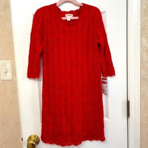 NWT Beautiful Girl’s 7/8 Red Crochet Dress